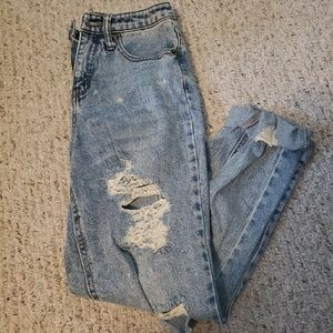 Distressed High Waisted Mom Jean